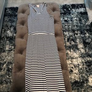 Blue and White Striped Maxi Dress